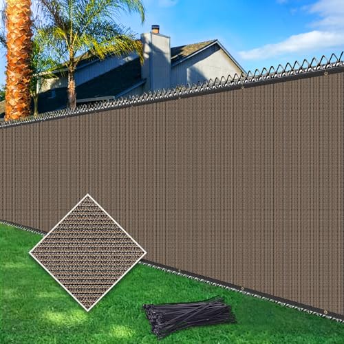 Cisvio 5ftx50ft Fence Privacy Screen Heavy Duty 170 GSM Windscreen & Dustproof Fabric Privacy Screen Covering Mesh Fencing for Outdoor Patio, Balcony, Pool Deck, Brown - Image 1