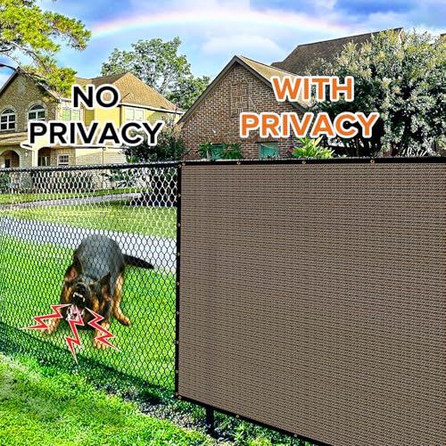 Cisvio 5ftx50ft Fence Privacy Screen Heavy Duty 170 GSM Windscreen & Dustproof Fabric Privacy Screen Covering Mesh Fencing for Outdoor Patio, Balcony, Pool Deck, Brown - Image 3