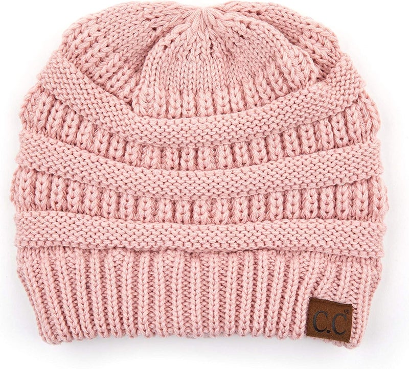 Cc Exclusives Soft Stretch Cable Knit Messy Bun Ponytail Beanie Winter Hat for Women (MB-20A) - Image 3