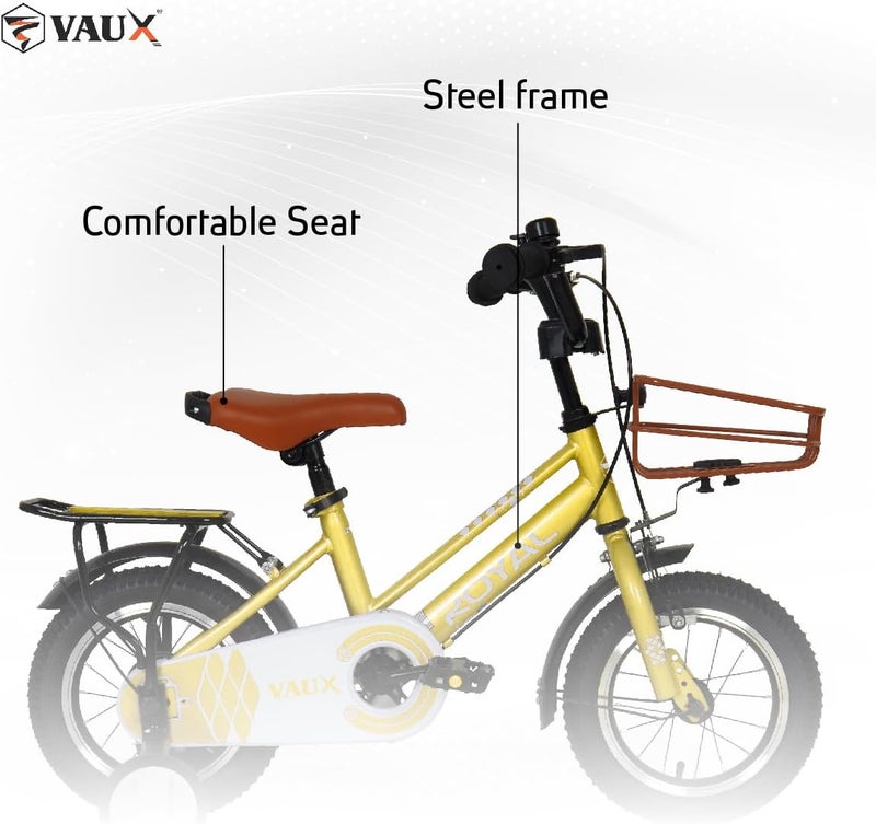 Vaux Royal 12-Inch Kids Road Bike | 12-Inch Wheel Size | Adjustbae Seat | With Handbrake, Training Wheels And Side Stand | Blue Color - Image 3