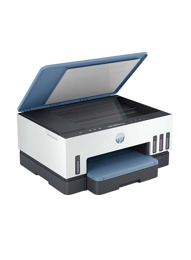 HP طابعة سمارت تانك 725 الكل في واحد للطباعة اللاسلكية/ الطباعة/ المسح الضوئي/ النسخ/ الطباعة المزدوجة التلقائية طراز 28B51A أبيض/ أزرق - Image 1