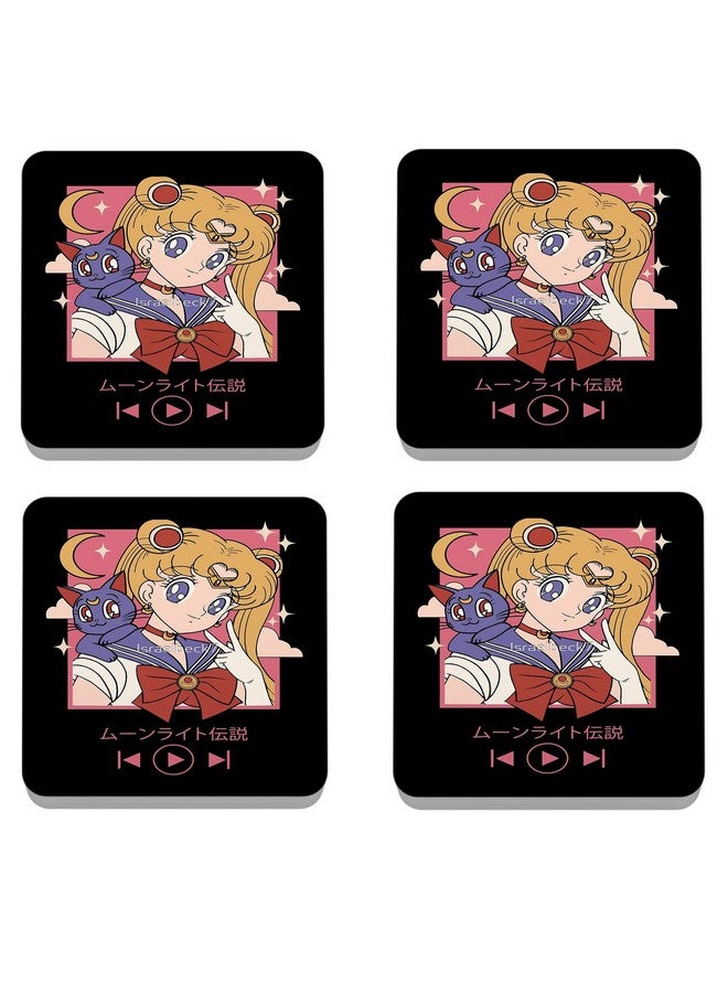OUTFITQUE Set of Mix Funny Designs, MDF Wood Material Coasters for Home and Kitchen, Office Table, Dining Table, Home Decor (CO-421) - Image 1