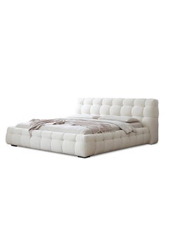 A to Z Furniture Celine Modern Boucle Bed White 180x200cm King size Bed in White Color  - Image 1