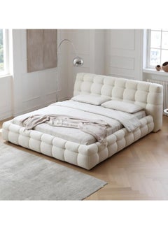 A to Z Furniture Celine Modern Boucle Bed White 180x200cm King size Bed in White Color  - Image 2