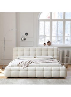 A to Z Furniture Celine Modern Boucle Bed White 180x200cm King size Bed in White Color  - Image 3