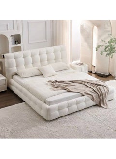 A to Z Furniture Celine Modern Boucle Bed White 180x200cm King size Bed in White Color  - Image 4