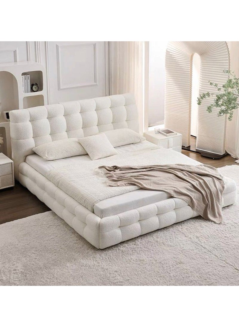 A to Z Furniture - Celine Modern Boucle Bed White 180x200cm King size Bed in White Color - Image 1