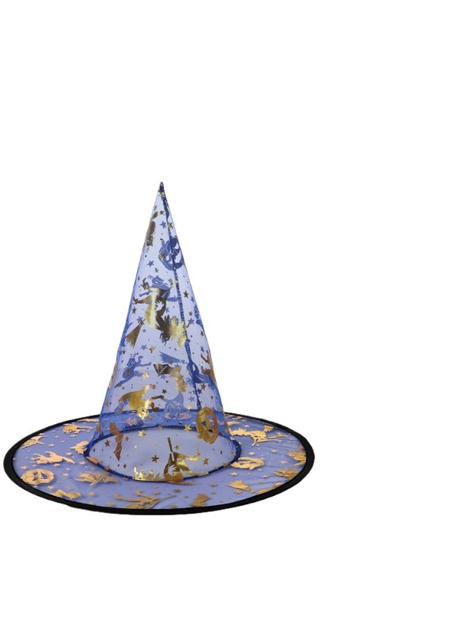Halloween Ball Party Hats: Witch Hat, Wizard Hat, Veil Hat, Printed Pumpkin Hat, Black Pointed Hat - Image 1