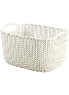 Knit Small Rectangular Basket With 2 Hand 8L Off White Color