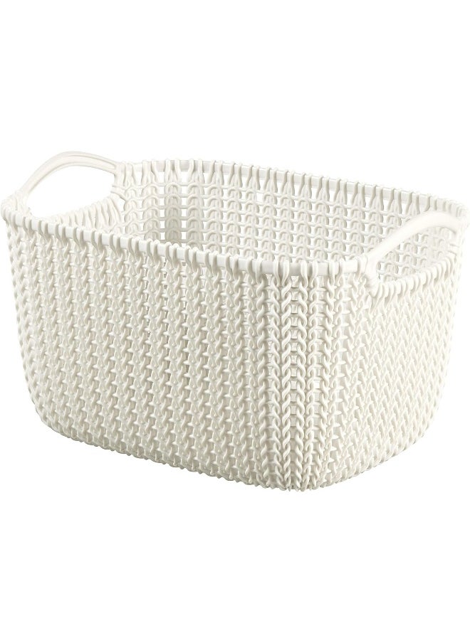 Curver - Knit Small Rectangular Basket With 2 Hand 8L Off White Color - Image 1