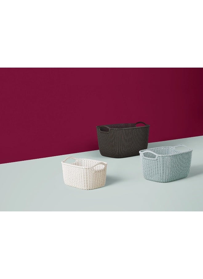 Curver - Knit Small Rectangular Basket With 2 Hand 8L Off White Color - Image 1
