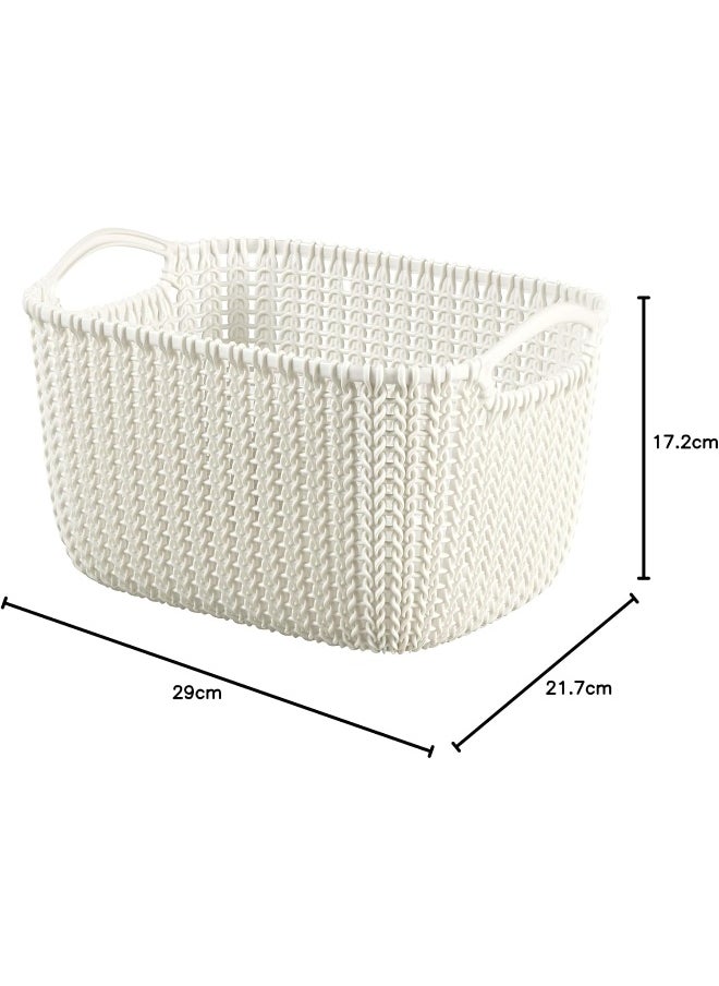Curver - Knit Small Rectangular Basket With 2 Hand 8L Off White Color - Image 1