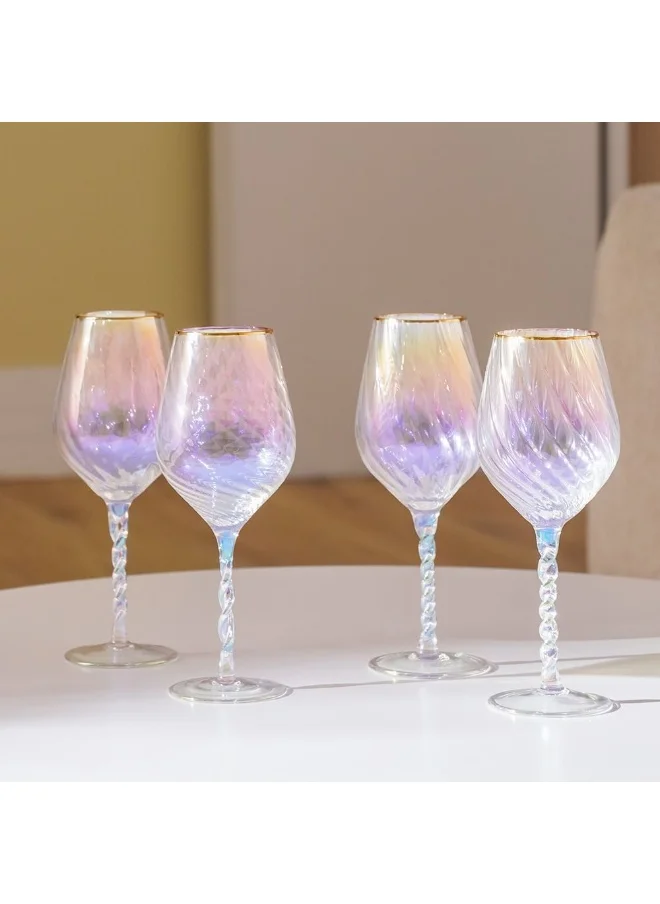 دانوب هوم Youthfulbite 4-Piece Wine Glass Set 440Ml Elegant Premium Glassware For Red And White Wines Stylish Design For Dining Parties And Special Occasions