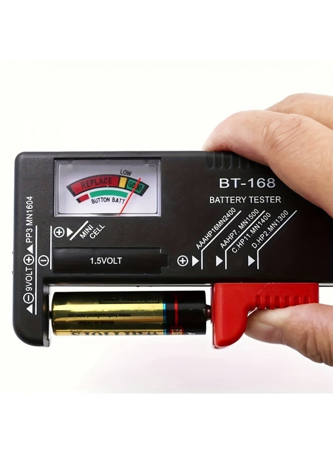 Battery Tester with Color-Coded Indicator - Checks AA, AAA, C, D, 9V, 1.5V Button Cells, Universal, Volt Tester Checker - Image 1