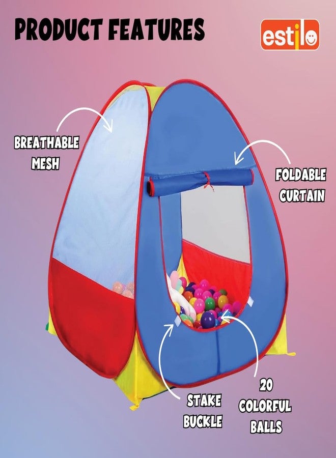 Estilo Popup Play Tent for Kids | Foldable Colorful Tent House for Boys & Girls | Easy to Set Up | Includes 20 Balls Age 1 to 4 Years - Image 4