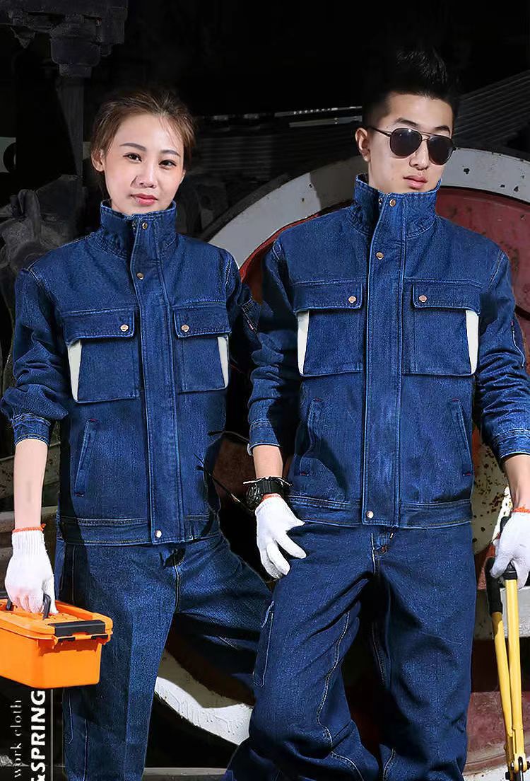 Denim Welder Overalls Suit Men'S Collar Anti-Scalding Thickened Welding Overalls Electrician'S Labor Protection Overalls - Image 1