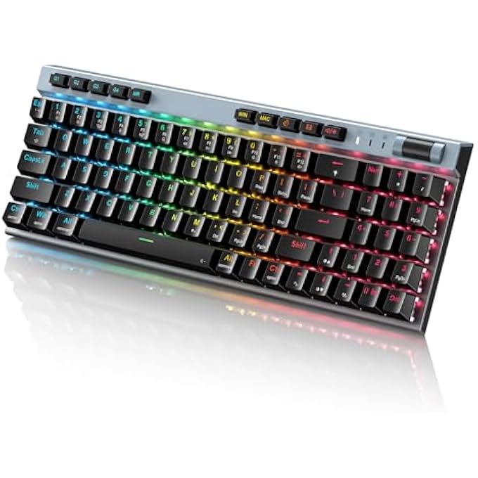 RisoPhy RGB MECHANICAL GAMING KEYBOARD, 78 KEYS HOT-SWAP MECHANICAL KEYBOARD WITH MAGNETIC RED SWITCHES, ERGONOMIC KEYBOARD WITH ALUMINUM COVER/MEDIA KEYS/SOFTWARE/DUAL SYSTEM WIRED KEYBOARD FOR PC/MAC GAMER - Image 1