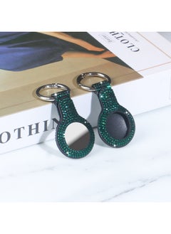 Suitable For Apple Airtag Tracker Anti-lost Device Locator Leather Diamond Protective Case Airtags Protective Case-Color:Airtag Protective Sleeve-Single Hole Green Drill