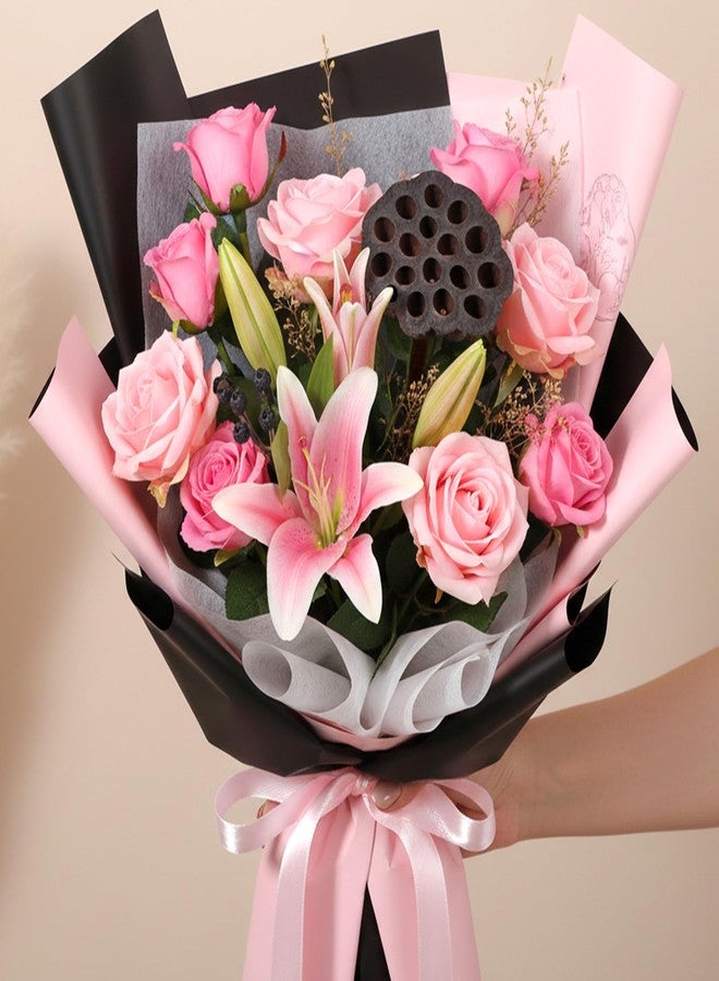 WJIAAA Tissue Flower Wrapping Paper, 76 Sheets Milky White Floral Bouquet Wraps, 30cm/11.8in Non-woven Waterproof Papel Para Ramos De Flores with Removable Lining Paper, Korean Cotton Flower Bouquet - Image 2