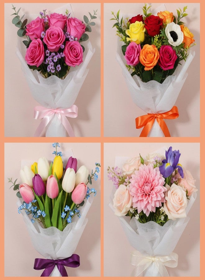 WJIAAA Tissue Flower Wrapping Paper, 76 Sheets Milky White Floral Bouquet Wraps, 30cm/11.8in Non-woven Waterproof Papel Para Ramos De Flores with Removable Lining Paper, Korean Cotton Flower Bouquet - Image 4