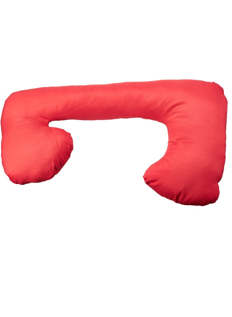 مون وسادة حمل وأمومة مريحة على شكل C مع غطاء قابل للإزالة وقابل للغسل يدعم كامل الجسم للنوم باللون الأحمر القرمزي - Image 1