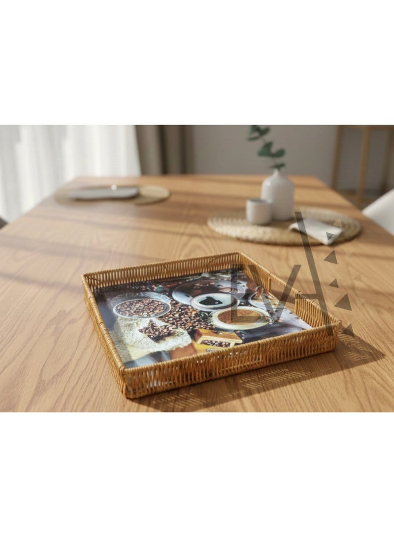 Eva Rattan Tea & Coffee Serving Set – 5 Pieces - Image 2