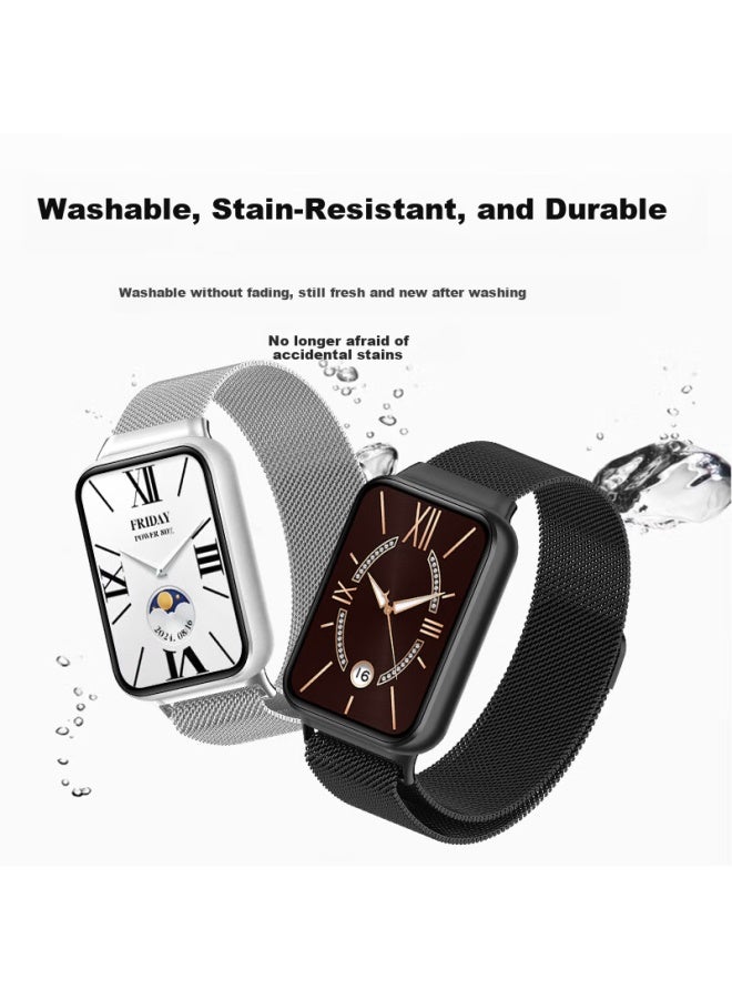 Kovol Milanese Magnetic Replacement Metal Band For Xiaomi Mi Band 9 Pro/8 Pro, Redmi Watch 5/4 - Black - Image 5