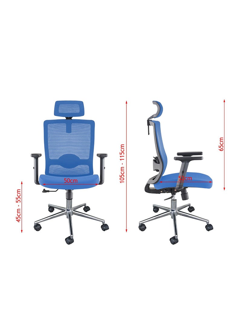 Mahmayi Mahmayi SleekLine T01B High Back Ergonomic Office Mesh Chair - Blue  - Image 5