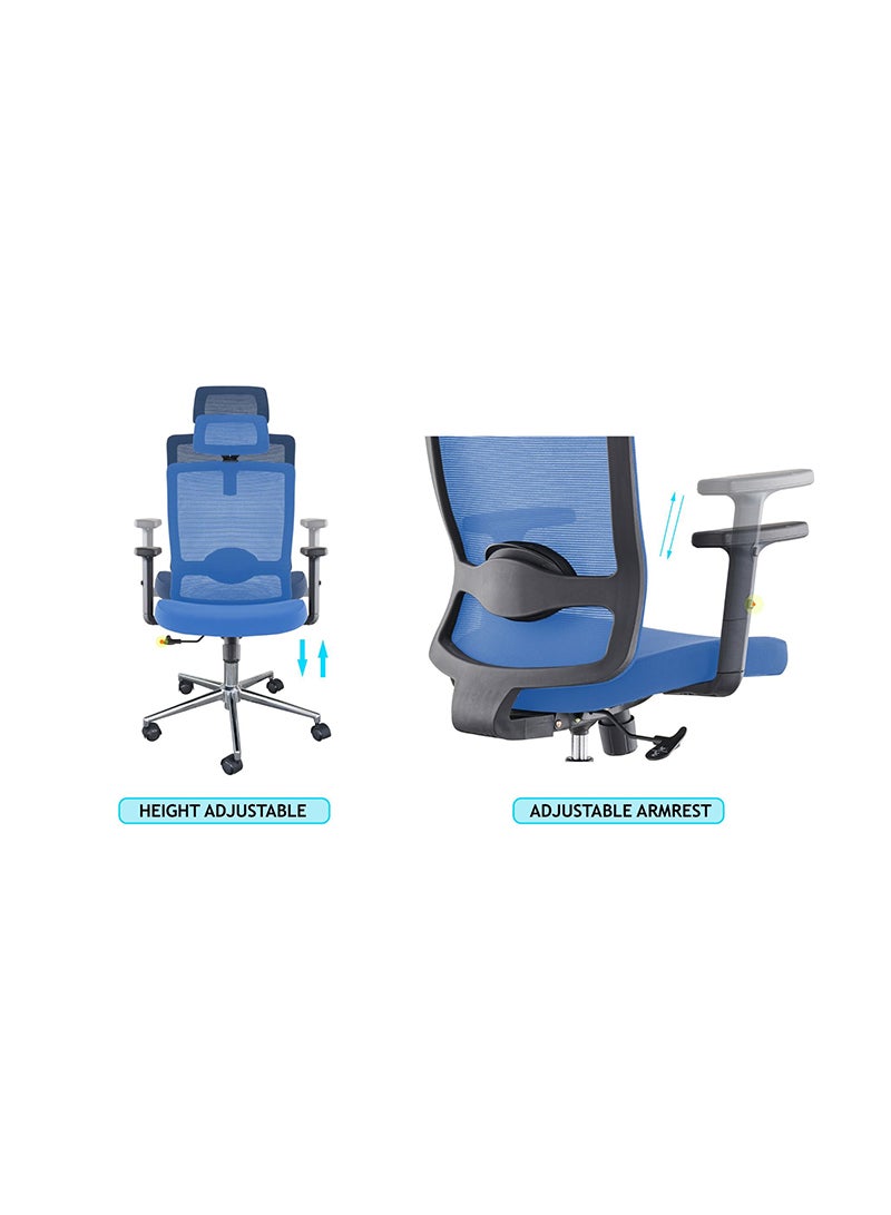 Mahmayi Mahmayi SleekLine T01B High Back Ergonomic Office Mesh Chair - Blue  - Image 2