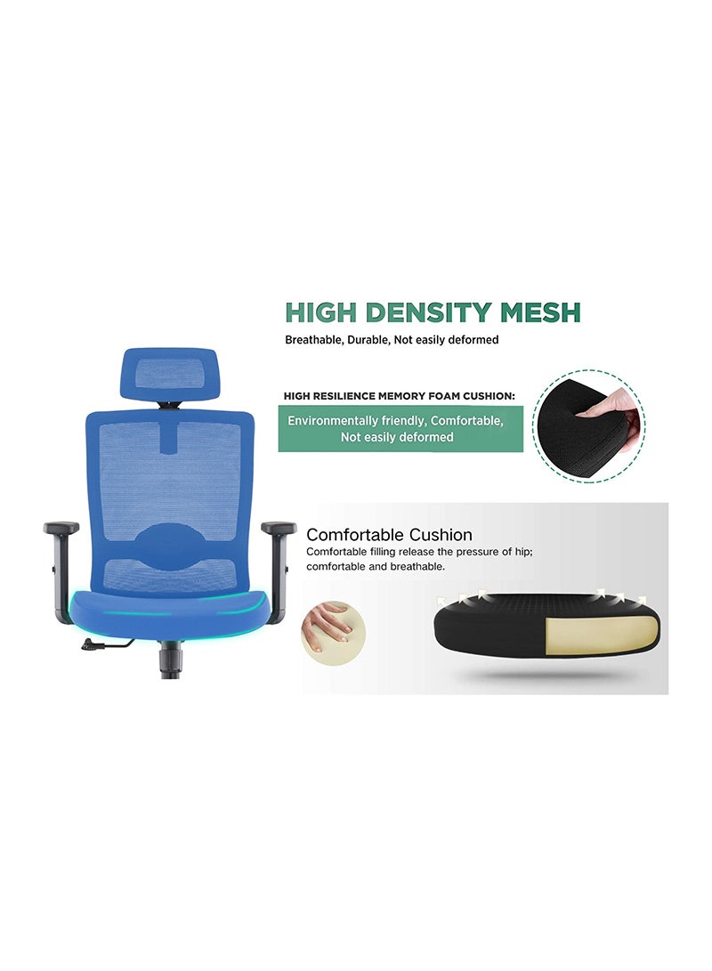 Mahmayi Mahmayi SleekLine T01B High Back Ergonomic Office Mesh Chair - Blue  - Image 4