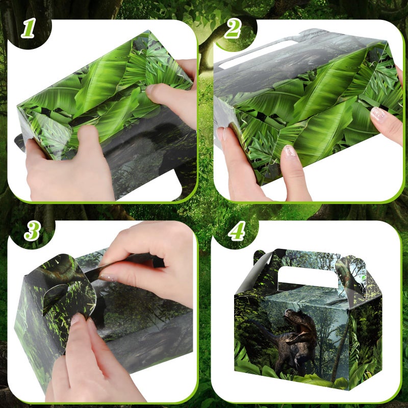 Sinmoe 12 Pieces Dinosaur Treat Boxes Dinosaur Party Favor Boxes Animal Theme Party Decorations Candy Goodie Gift Containers for Kids Boys Girl Dino Birthday Presents Decorations Supplies, Medium Size - Image 4