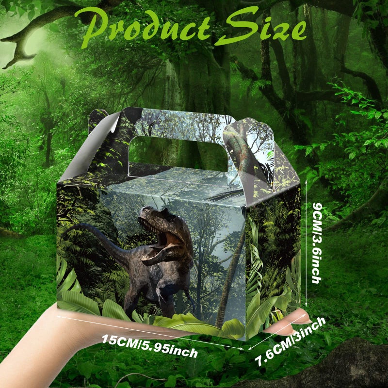 Sinmoe 12 Pieces Dinosaur Treat Boxes Dinosaur Party Favor Boxes Animal Theme Party Decorations Candy Goodie Gift Containers for Kids Boys Girl Dino Birthday Presents Decorations Supplies, Medium Size - Image 2