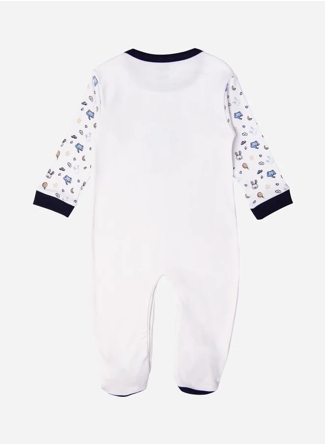 Babies Basic Elephant Print Long Sleeves Sleepsuit