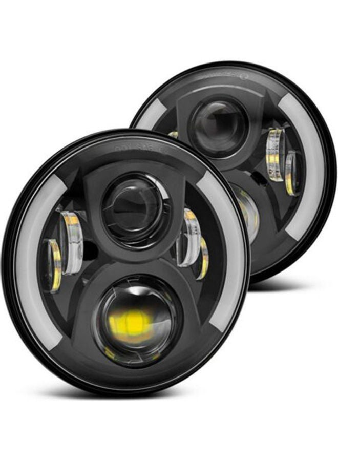 Loquat 12V/24V Motorcycle LED Headlight Round Retro For Jeep Wrangler - Image 4