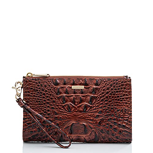 BRAHMIN Melbourne Daisy Clutch - Leather Purse - Lined Interior - Slide Out Wrist-strap - Zip-top Clutch Pecan One Size One Size - Image 1