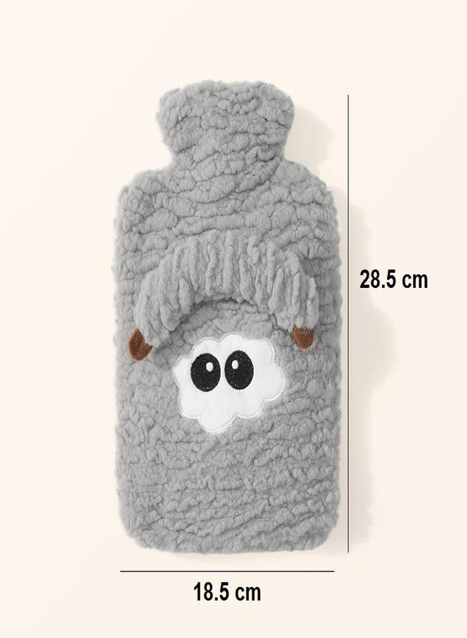 Evona 1L Cute Hot Water Bag Cartoon Design Soft Cover, Joint Pains, Muscular Cramps, Menstrual Discomfort, Stomach Aches, And Back Pain, Durable, Leak-proof, Easy to carry Hot Cold Therapy-1- (Gray) - Image 2