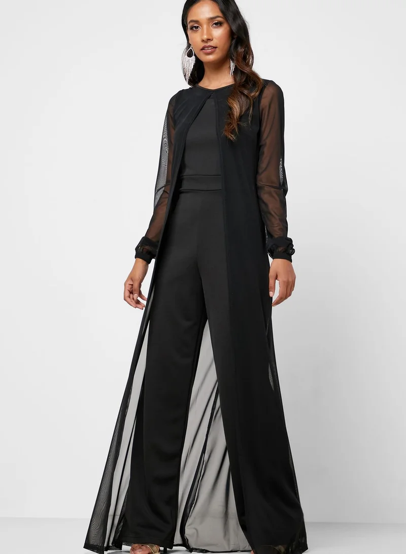 QUIZ Overlay Mesh Jumpsuit