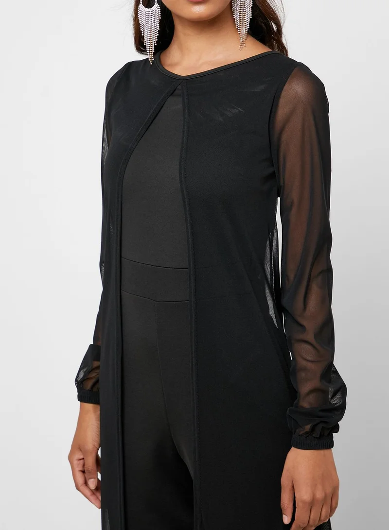 QUIZ Overlay Mesh Jumpsuit