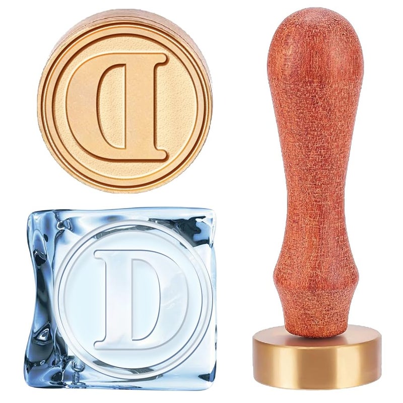 CHGCRAFT Letter D Ice Cube Press with Removable Handle  Velvet Pouches  Branding Stamp for Cocktail Wedding  Ice Drinks Making