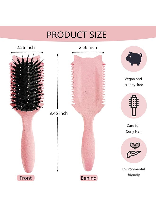 Bouncing Fine Toothed Cat Comb, Curly Hair Brush, Curl Defining Brush, Curl Defining Brush For Effortless Curly Hair Care, Shaping And Defining Curls For Women Hair Brush, Funny Cat Ear Type Curl Brush Suitable For Wet & Dry Hair, Women And Men, Reduces Frizz (Pink) - Image 3