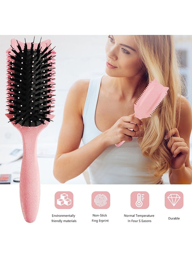 Bouncing Fine Toothed Cat Comb, Curly Hair Brush, Curl Defining Brush, Curl Defining Brush For Effortless Curly Hair Care, Shaping And Defining Curls For Women Hair Brush, Funny Cat Ear Type Curl Brush Suitable For Wet & Dry Hair, Women And Men, Reduces Frizz (Pink) - Image 2