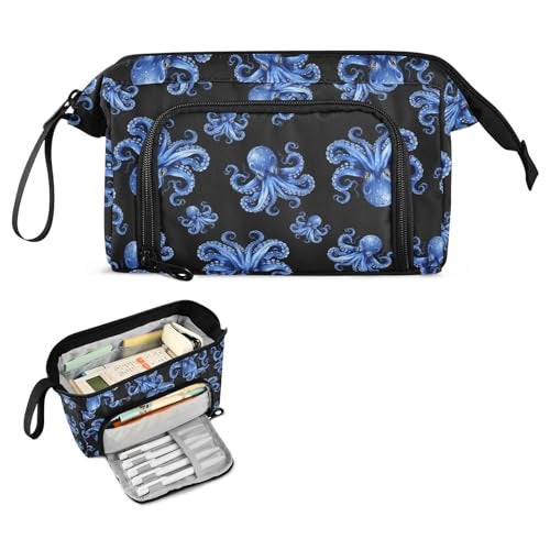 PJGINUIUA Big Capacity Pencil Pen Case for Adults Octopus Pencil Bags Portable Makeup Bag Stationery Storage for College Office - Image 1