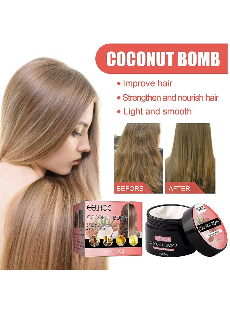 EELHOE Coconut Nourishing Hair Mask Moisturizing Softening Repairing Frizz Dry Perming Damaged Hair - Image 3
