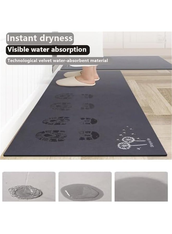 Beauenty 2PCS oil-proof, non-slip, absorbent kitchen rug and mats, diatom mud wipeable and washable floor mats（50 * 80+50 * 160） - Image 3