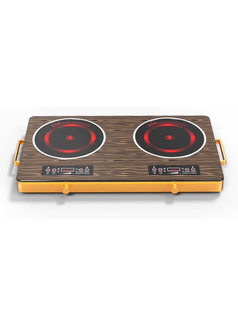 Olympia Double Burner Infrared Cooker - 4 Digit LED Display, Multi-Stage Power Settings, Knob & Touch Control, Portable & Compact with Automatic Safety Switch  - Image 3