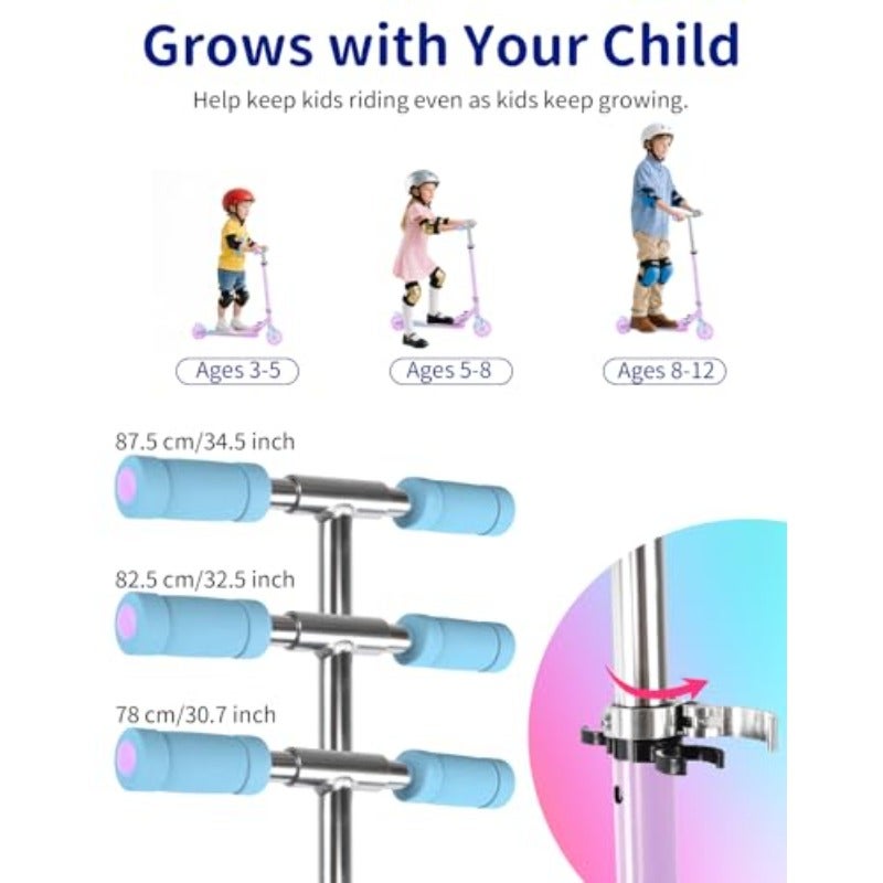 V1Plus Folding Scooter for Ages 3-12 Light-Up Wheels Deck 2-Wheel Scooter for Girls and Boys 3 Adjustable Heights Non-Slip Deck and Sturdy Kickstand - Image 4