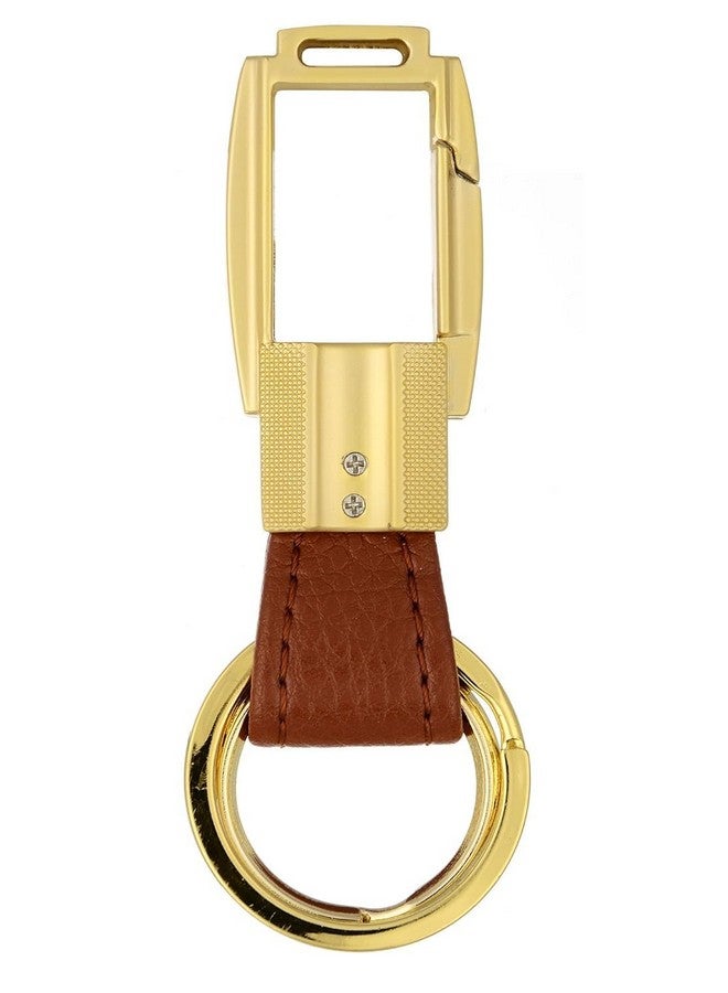 Iktu Premium Golden Hook Keychain Brown Leather Key Chain - Image 2