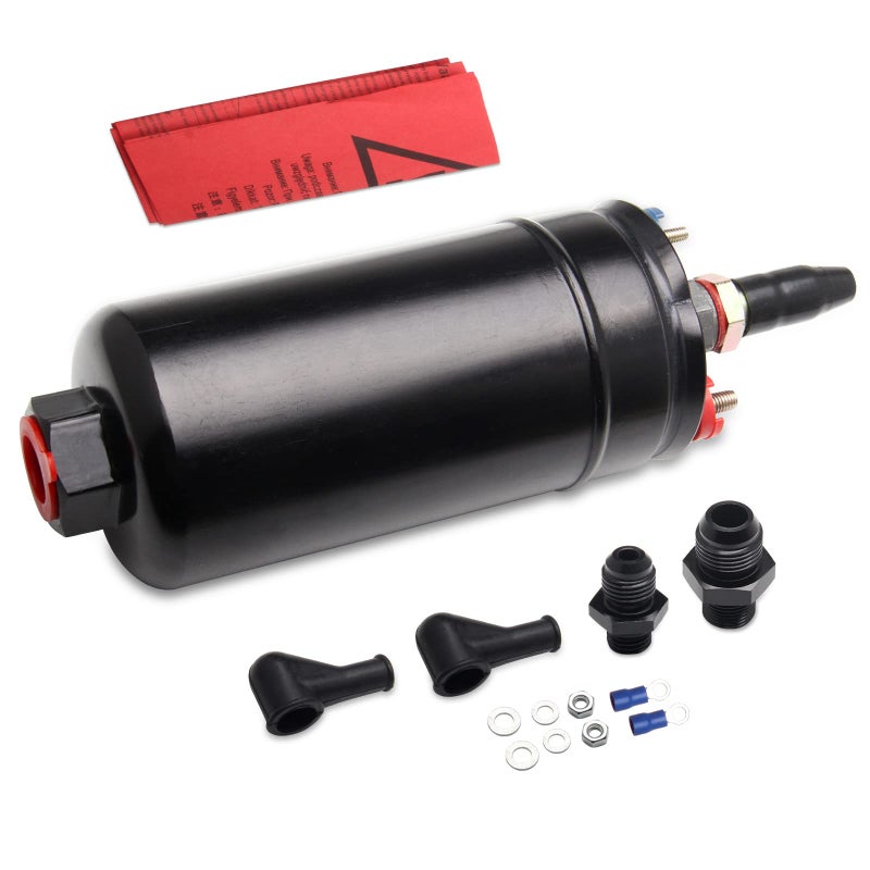 WENJTP 300LPH Inline Fuel Pump High Pressure 12V Electric Fuel Injection 10AN Inlet 8AN Outlet Universal High Flow External Fuel Pump Replace 580254044 HTRACING