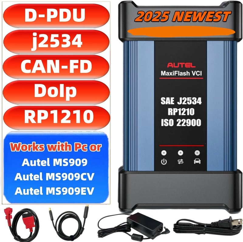 Autel مجموعة Autel MaxiFlash VCI واجهة اتصال المركبات J2534 جهاز برمجة ECU اتصال بلوتوث دعم تحديث الإنترنت CAN FD 4 قنوات CAN DoIP يعمل مع الكمبيوتر أو Autel MS909 - Image 1