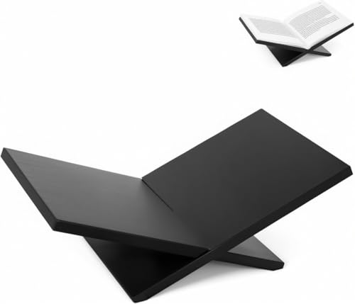 KUK Open Display Book Stand Solid Wooden Large Book Holder for Reading Bible Stand Book Opener Holder for Recipe Quran Art Book Magazine Textbook Black - Image 1